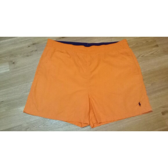VTG POLO Ralph Lauren Board Shorts Mens Large Orange Nylon Little Pony Trunks 38 - Picture 15 of 16